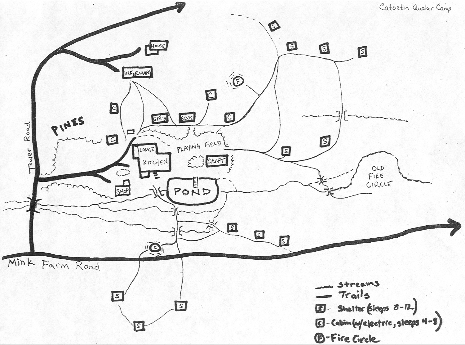 Catoctin hand drawn map of the camp