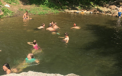 Campers swimming